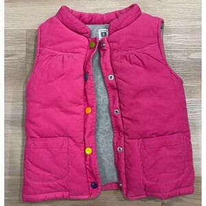 Carter's Pink Corduroy Vest Gray Fleece Lining Multicolored Snap Buttons Size 5
